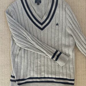 Vintage Gray and Black V-Neck Sweater